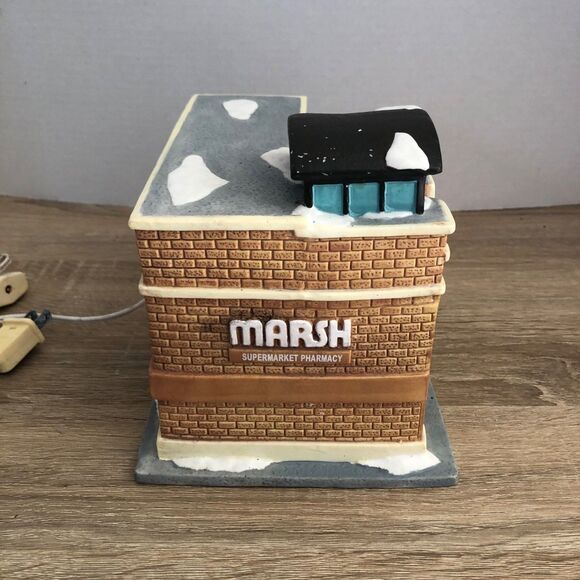 Vintage Ceramic Christmas Village Building of Marsh Supermarket Pharmacy - Picture 2 of 11